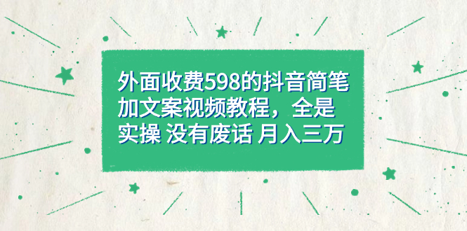 外面收费598抖音简笔加文案教程,全是实操 没有废话 月入三万(教程+资料)