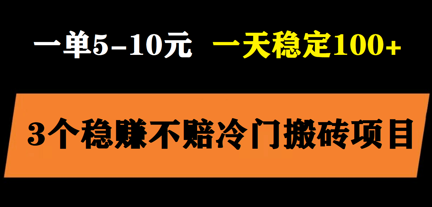3个最新稳定的冷门搬砖项目,小白无脑照抄当日变现日入过百