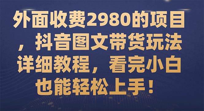 外面收费2980的项目,抖音图文带货玩法详细教程,看完小白也能轻松上手!