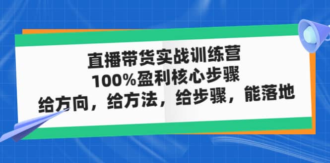 直播带货实战训练营:100%盈利核心步骤,给方向,给方法,给步骤,能落地