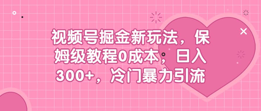 视频号掘金新玩法,保姆级教程0成本,日入300+,冷门暴力引流