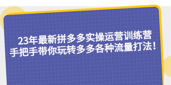 23年最新拼多多实操运营训练营:手把手带你玩转多多各种流量打法!