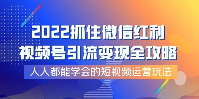 2022抓住微信红利,视频号引流变现全攻略,人人都能学会的短视频运营玩法
