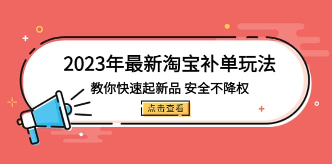 2023年最新淘宝补单玩法,教你快速起·新品,安全·不降权(18课时)