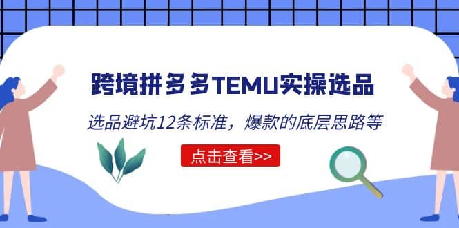 跨境拼多多TEMU实操选品运营方法,选品避坑12条标准,爆款的底层思路等