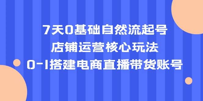 7天0基础自然流起号,店铺运营核心玩法,0-1搭建电商直播带货账号