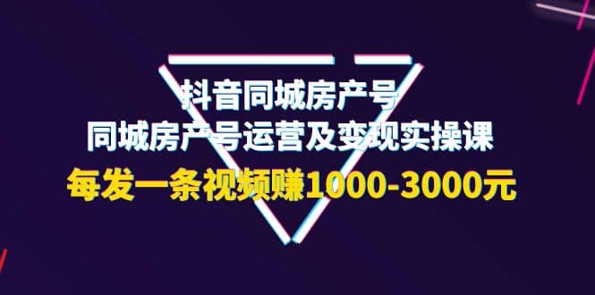 抖音同城房产号,同城房产号运营及变现实操课,每发一条视频赚1000-3000元
