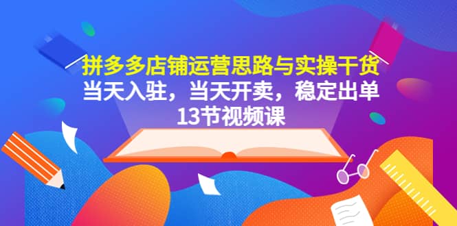 拼多多店铺运营思路与实操干货,当天入驻,当天开卖,稳定出单(13节课)