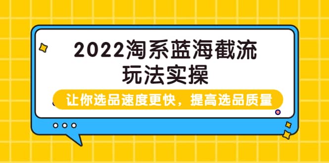 2022淘系蓝海截流玩法实操:让你选品速度更快,提高选品质量(价值599)