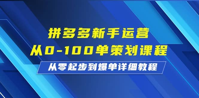 拼多多新手运营从0-100单策划课程,从零起步到爆单详细教程