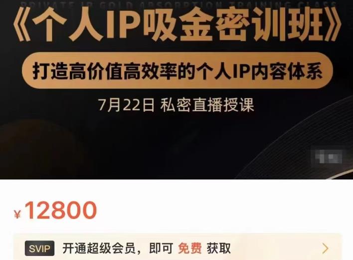 桔子会个人IP吸金密训班,打造高价值高效率的个人IP内容体系(价值12800元)