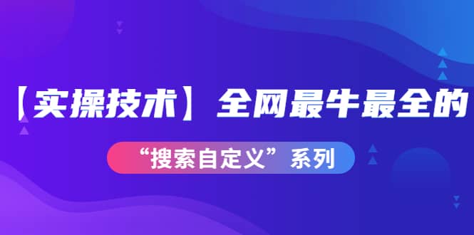 【实操技术】全网最牛最全的“搜索自定义”系列!价值698元