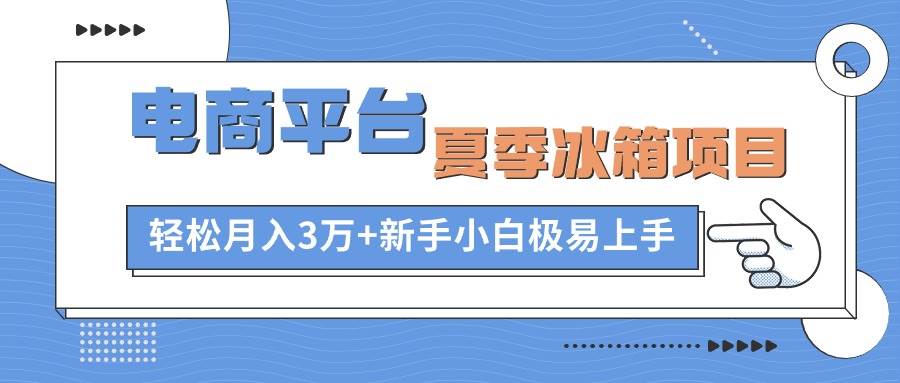 电商平台夏季冰箱项目,轻松月入3万+,新手小白极易上手