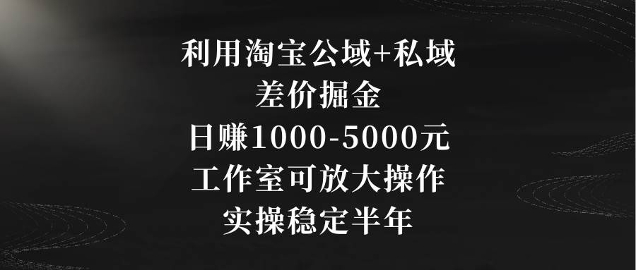 利用淘宝公域+私域差价掘金,日赚1000-5000元,工作室可放大操作,实操...