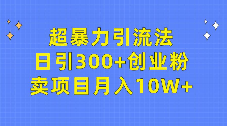 超暴力引流法,日引300+创业粉,卖项目月入10W+