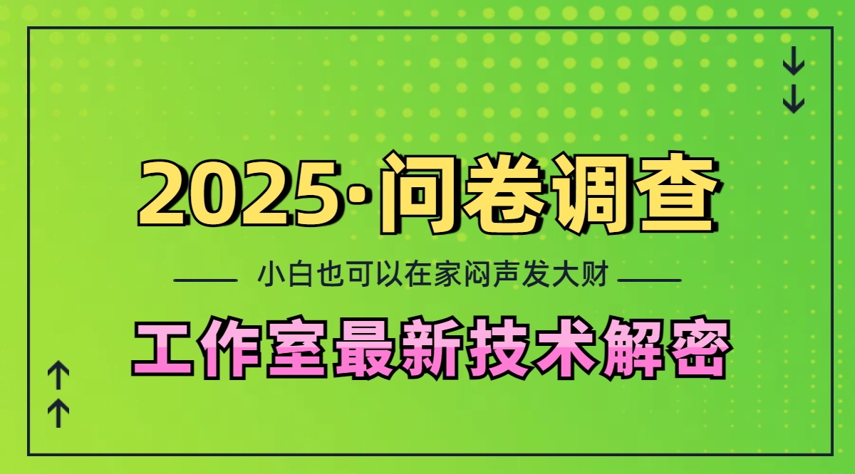 2025《问卷调查》最新工作室技术解密:一个人在家也可以闷声发大财,小白一天200+,可矩阵放大