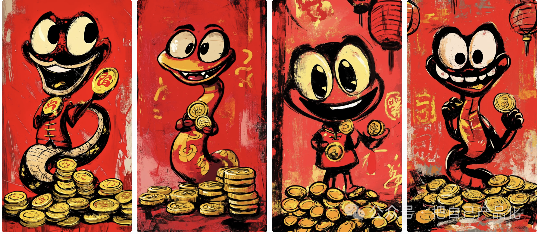 蛇年画个蛇年红包封面图,附提示词