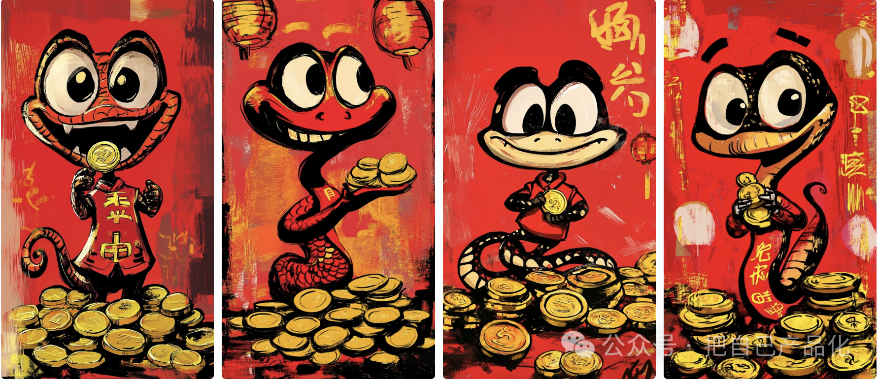 蛇年画个蛇年红包封面图,附提示词