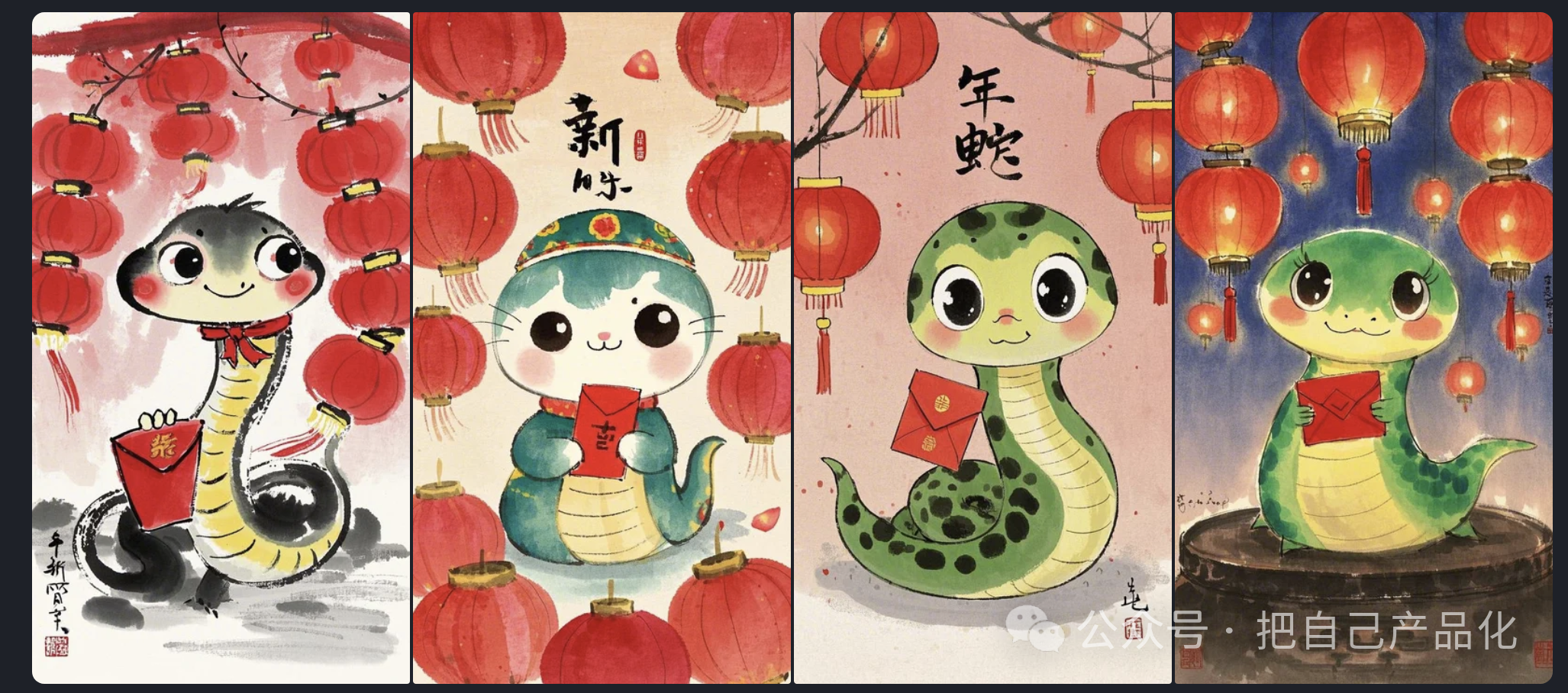 蛇年画个蛇年红包封面图,附提示词