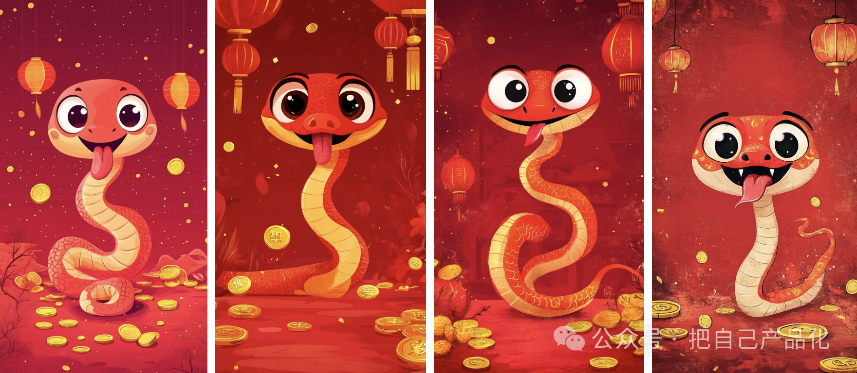 蛇年画个蛇年红包封面图,附提示词