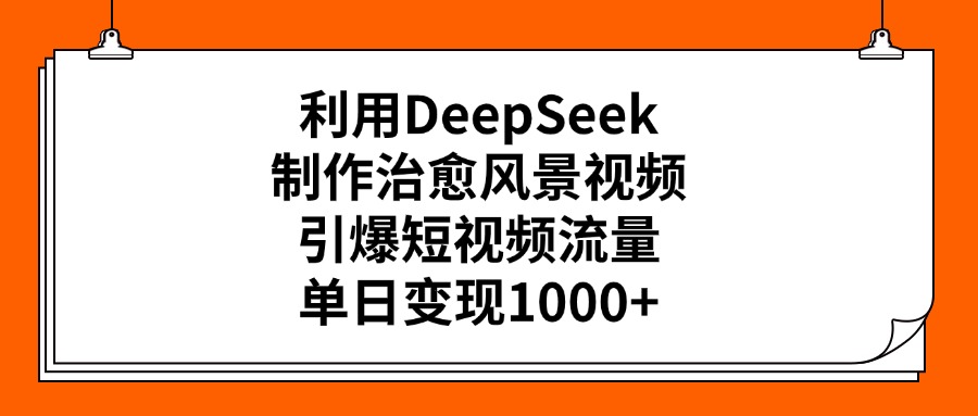 利用DeepSeek制作治愈风景视频,引爆短视频流量,单日变现1000+