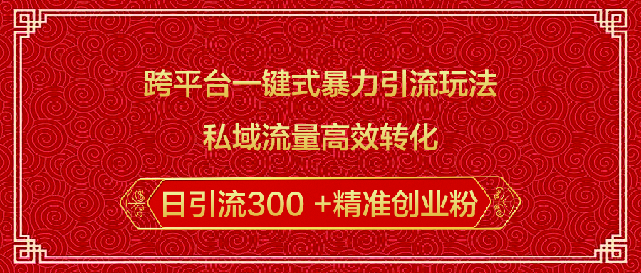 跨平台一键式暴力引流玩法,私域流量高效转化日引流300 +精准创业粉