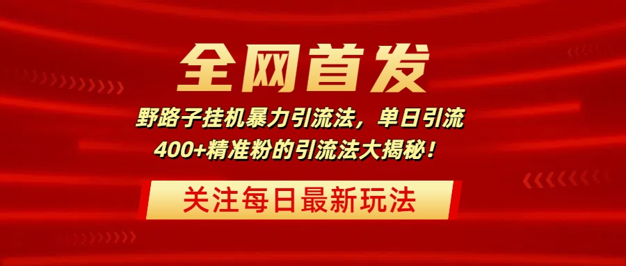 全网首发,野路子挂机暴力引流法,单日引流400+精准粉的引流法大揭秘!