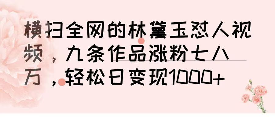 横扫全网的林黛玉怼人视频,九条作品涨粉七八万,轻松日变现 1000➕