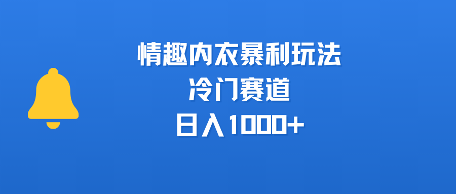 情趣内衣暴利玩法,冷门赛道,日入1000+
