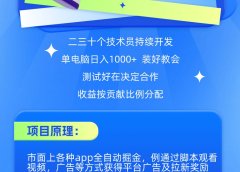 2025最新电脑自动化看广告项目 正规长期 日结合作分成