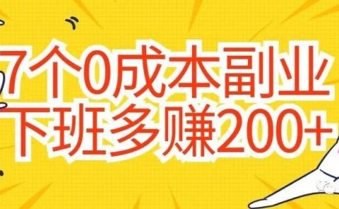 7个0成本副业!下班后多赚200+!手把手教你成为小红书博主!来吗?