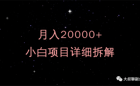 月入20000+,小白项目详细拆解