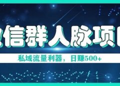 微信群人脉项目,打造私欲流量利器,日赚500+?