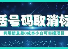 电话号码取消标记,利用信息差0成本月赚几千的项目!