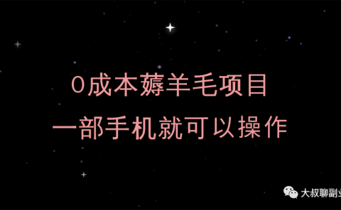 0成本薅羊毛项目,一部手机就可操作
