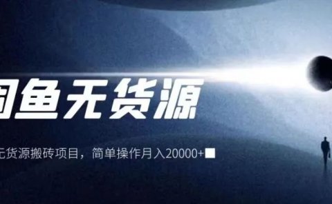 闲鱼无货源搬砖项目,简单操作月入20000+!