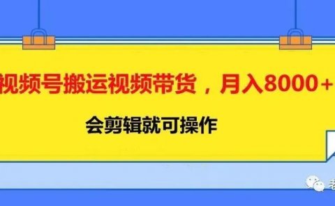 视频号搬运视频带货,月入8000+