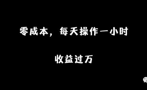 0成本,每天操作一小时,收益过万