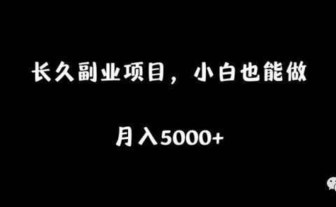 长久副业项目,小白也能做,月入5000+