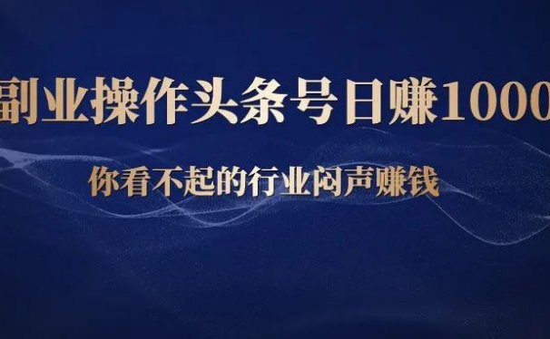 副业操作头条号,日赚1000元
