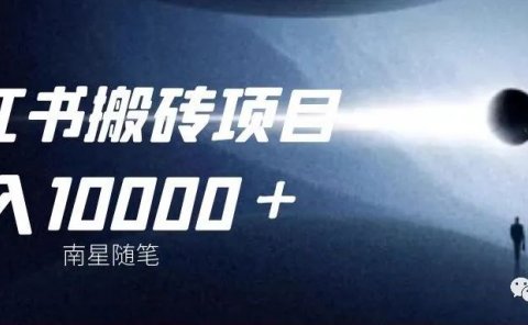 小红书轻松搬砖项目,月入10000+,你值得操作