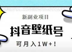 新副业项目,抖音壁纸号,可月入1W+!