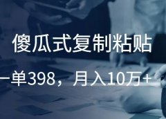傻瓜式复制粘贴,一单398,月入10万+!