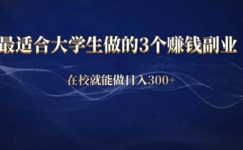 最适合大学生做的3个赚钱副业,日入300+