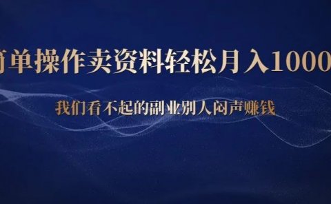 简单操作卖资料,轻松月入10000