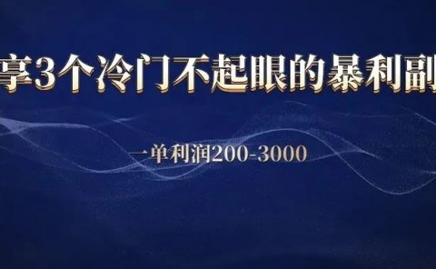一单利润200-3000，分享3个冷门不起眼的暴利刚需副业