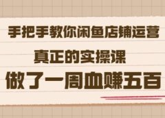 2022版《手把手教你闲鱼店铺运营》真正的实操课做了一周血赚五百(16节课)