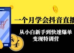 一个月学会抖音直播带货：从小白新手到快速爆单变现特训营(63节课)