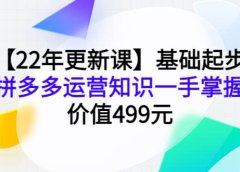 【22年更新课】基础起步,拼多多运营知识一手掌握,价值499元