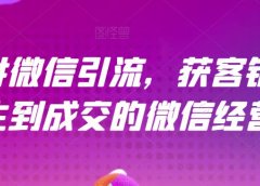 21天讲微信引流获客销售营,从陌生到成交的微信经营术